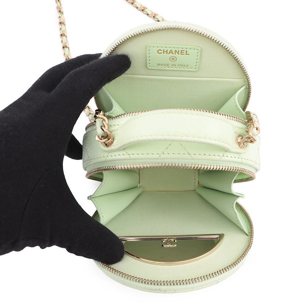 CHANEL Matelasse ChainShoulder Bag Light GreenAP2502 Caviar Leather