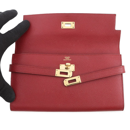 HERMES Kelly wallet long Rouge Grenat Epsom