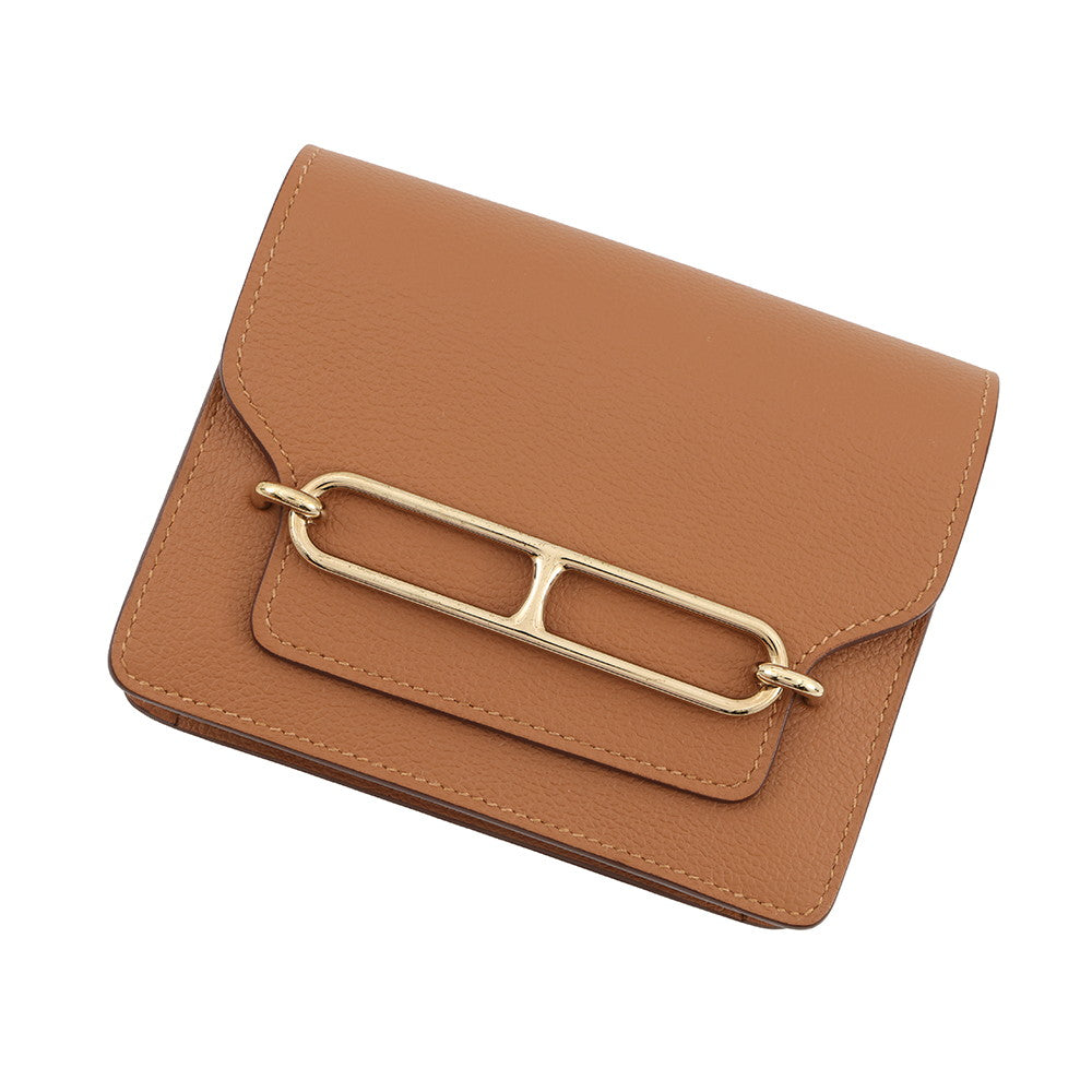 HERMES Roulis Slim Wallet Gold/Vert fizz Evercolor