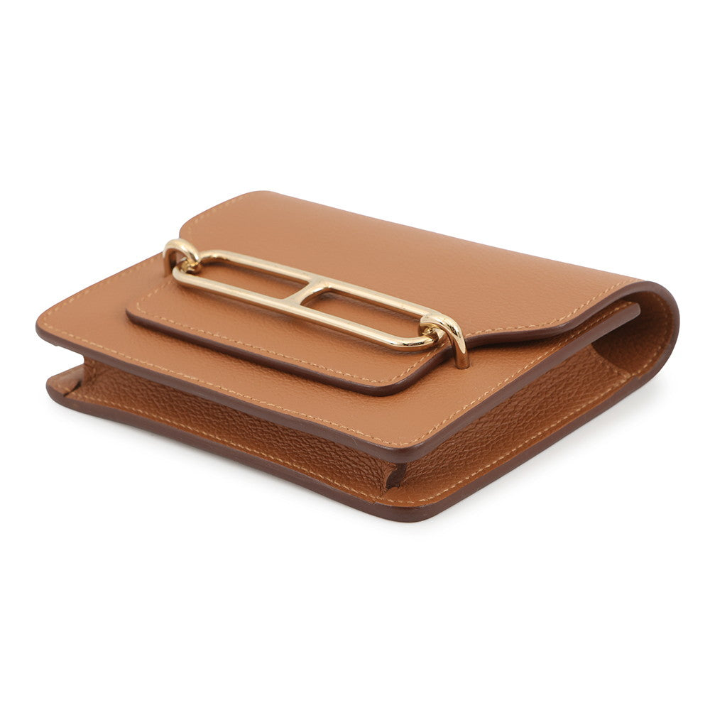 HERMES Roulis Slim Wallet Gold/Vert fizz Evercolor