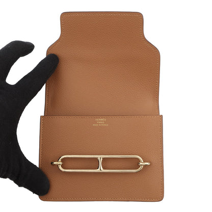 HERMES Roulis Slim Wallet Gold/Vert fizz Evercolor