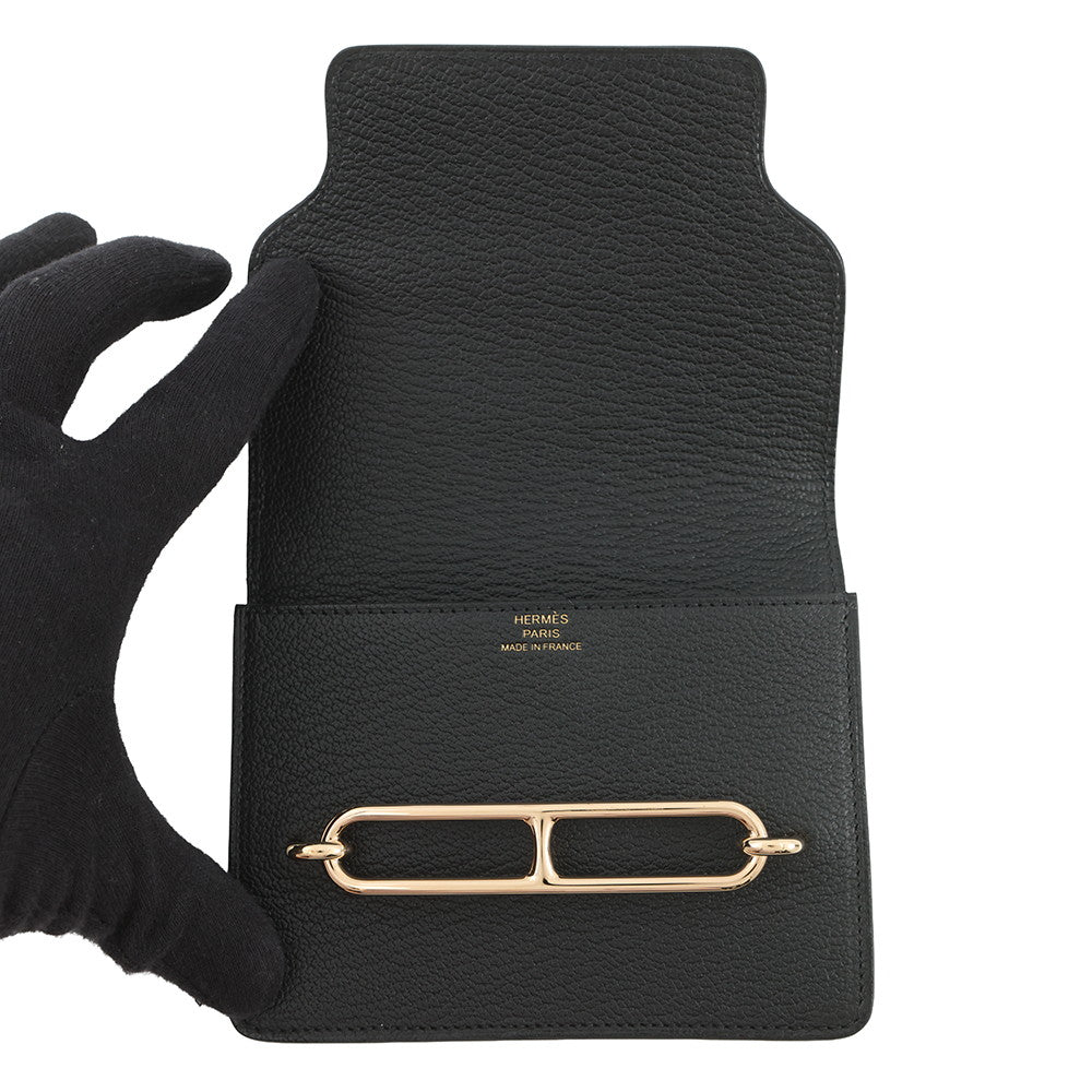 HERMES Roulis Roulis Slim Black Chevre Myzore Goatskin
