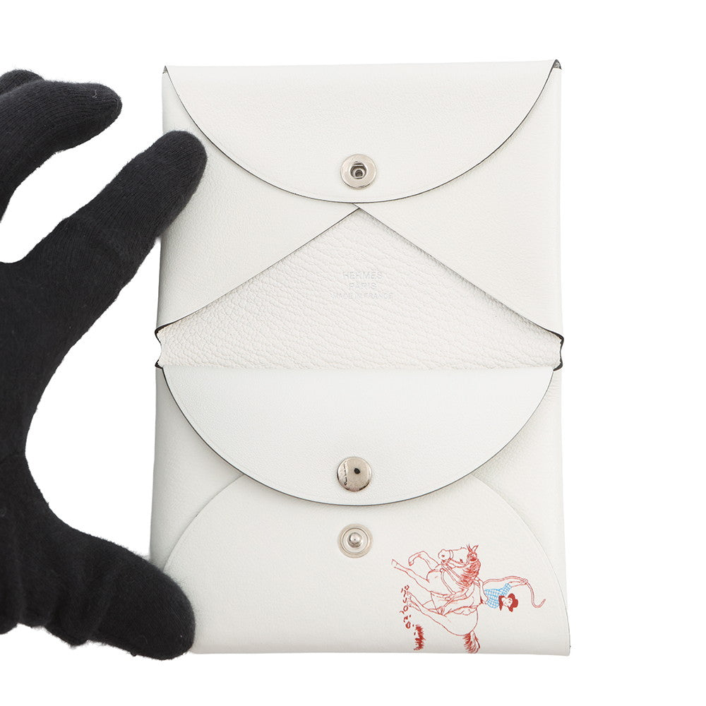 HERMES Calvi Duo Les Mustangs Blanc Swift Leather
