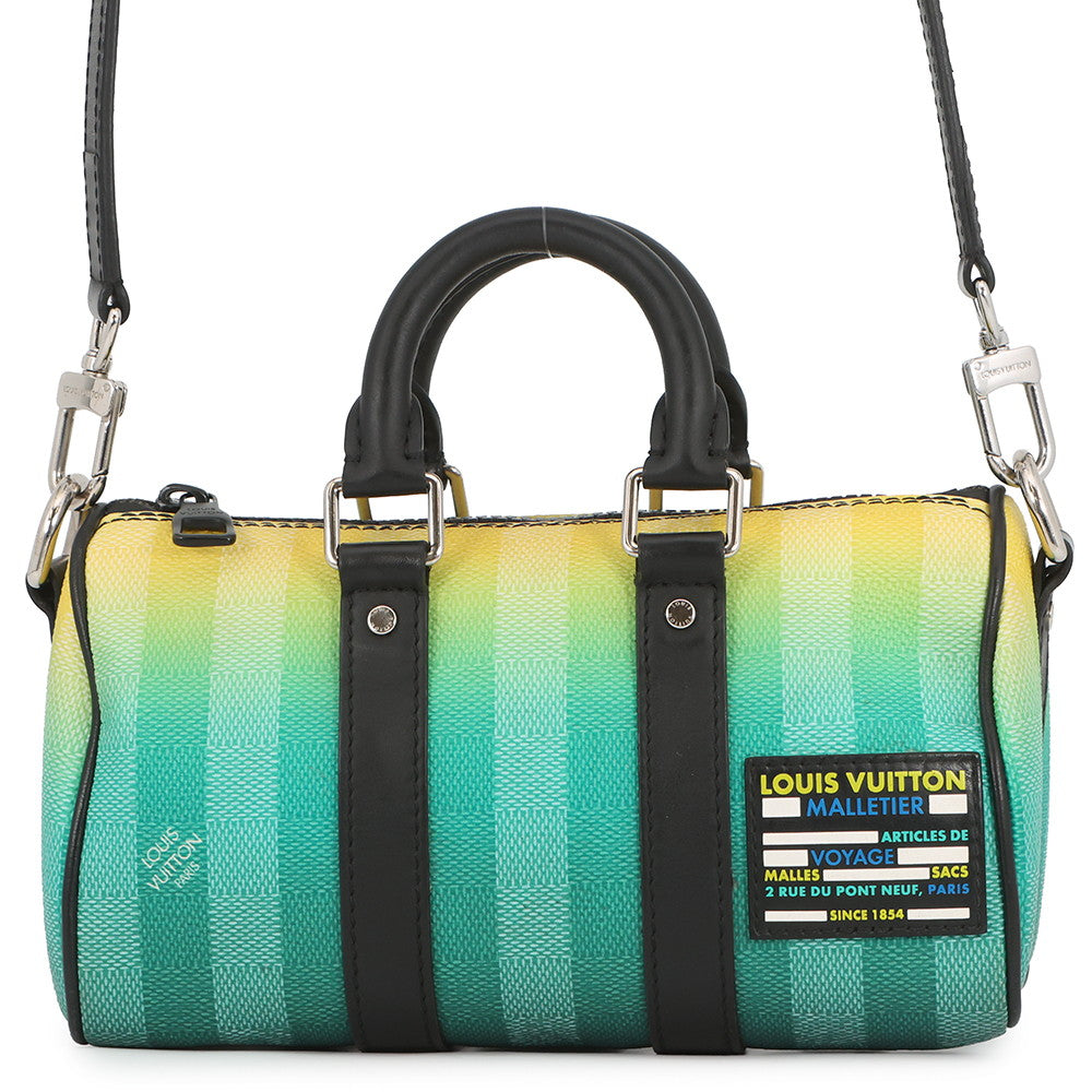 LOUIS VUITTON Keepall Green/YellowM59949 Damier stripe Size XS