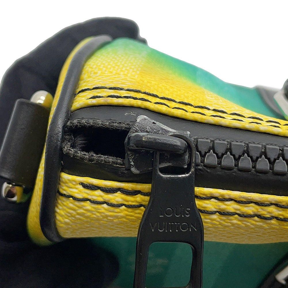 LOUIS VUITTON Keepall Green/YellowM59949 Damier stripe Size XS