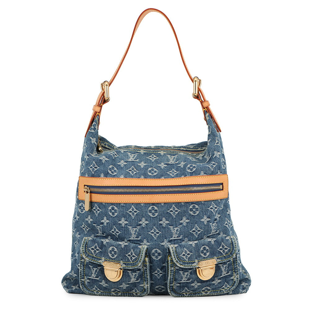 LOUIS VUITTON Baggy Blue/YellowM95048 Monogram Denim Size GM
