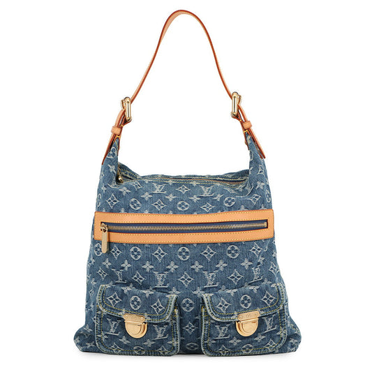 LOUIS VUITTON Baggy Blue/YellowM95048 Monogram Denim Size GM