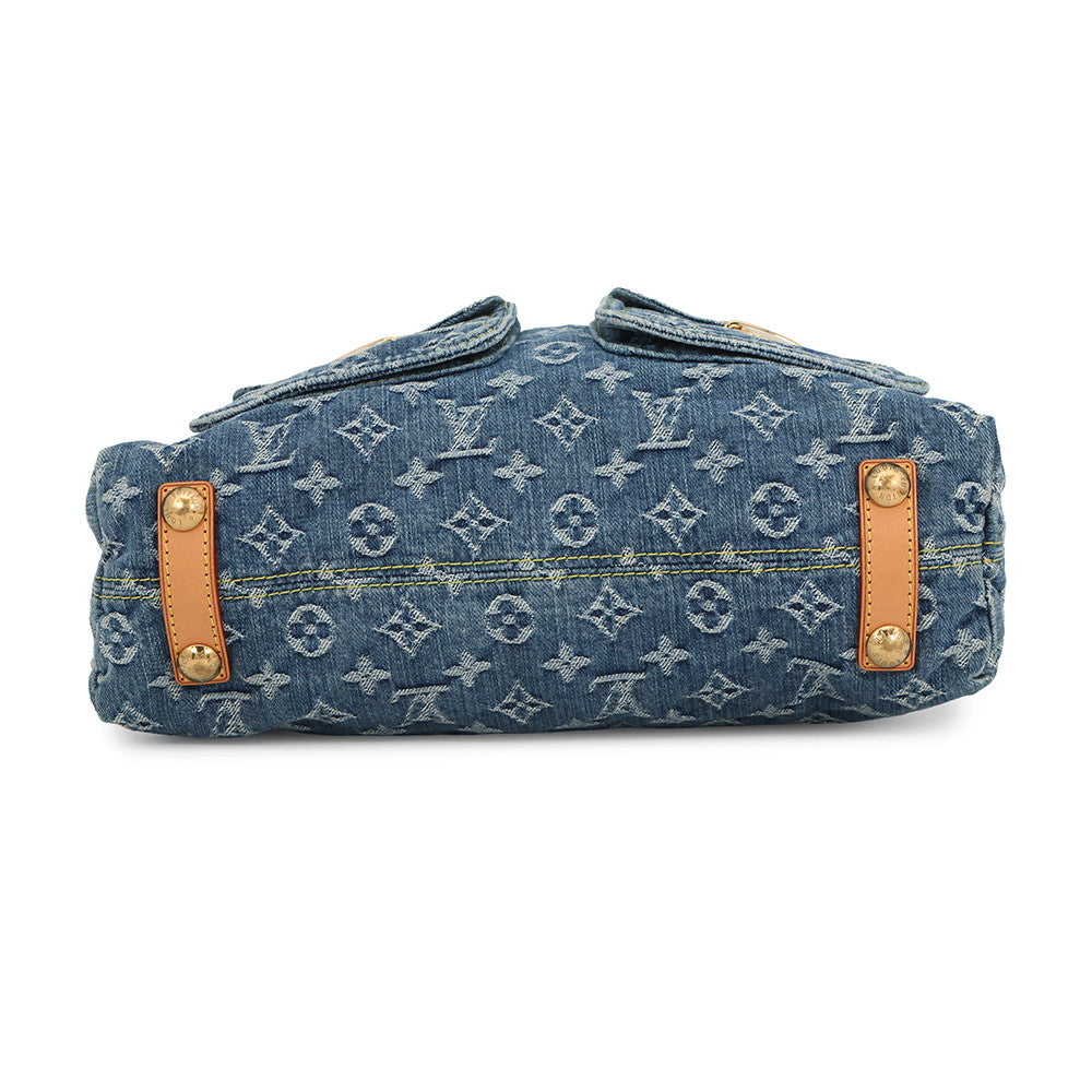 LOUIS VUITTON Baggy Blue/YellowM95048 Monogram Denim Size GM