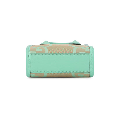 GUCCI Jumbo GG 2-way Mini Tote Beige/Light Green671623 Jumbo GG Canvas Leather