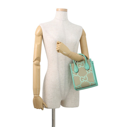 GUCCI Jumbo GG 2-way Mini Tote Beige/Light Green671623 Jumbo GG Canvas Leather