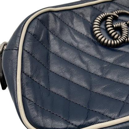 GUCCI GG Marmont ChainShoulder Navy/White447632 Leather