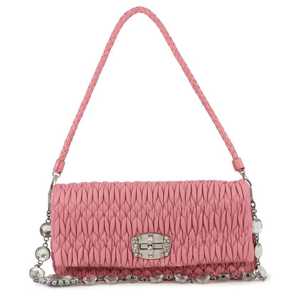 MIUMIU Nappa Crystal Shoulder Bag PinkRP0233 Leather