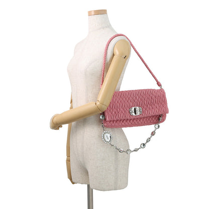 MIUMIU Nappa Crystal Shoulder Bag PinkRP0233 Leather