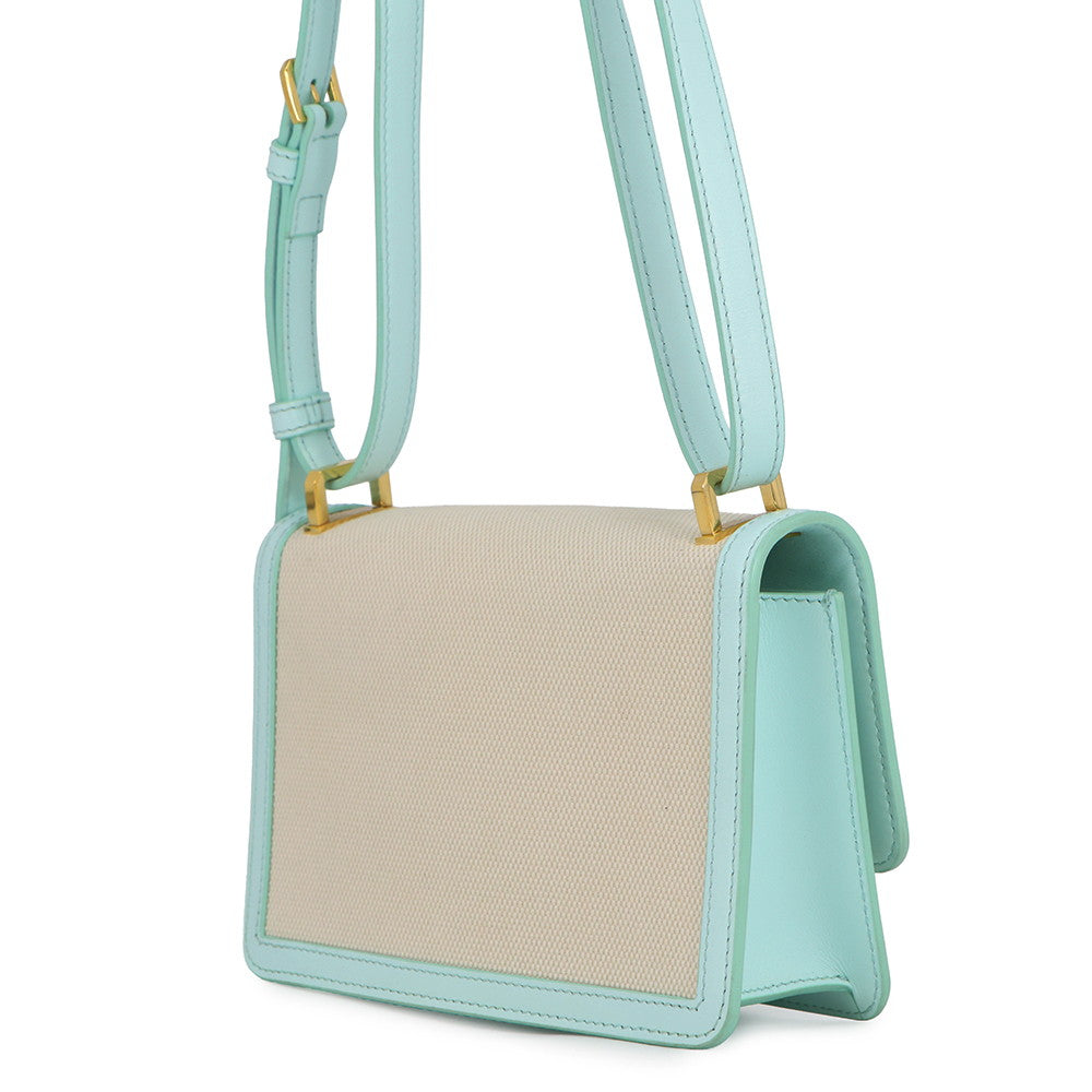 BURBERRY TB logo Shoulder Bag Ivory/Mint Green8070573 Canvas Leather