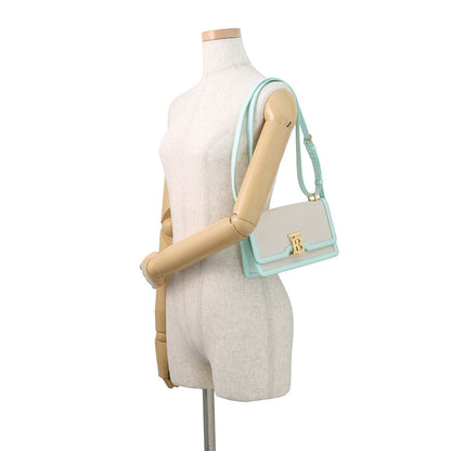 BURBERRY TB logo Shoulder Bag Ivory/Mint Green8070573 Canvas Leather