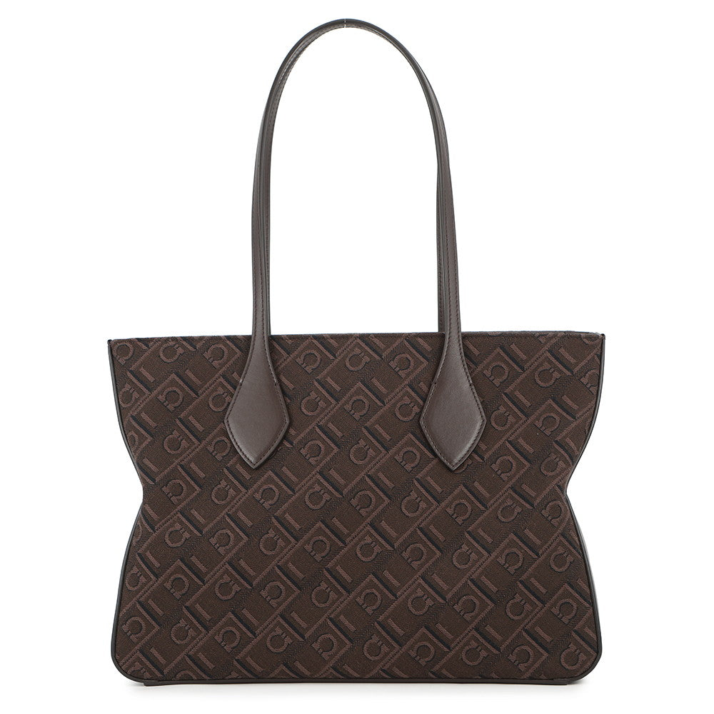 Ferragamo Star Tote Bag Brown219934 779547 Canvas Leather