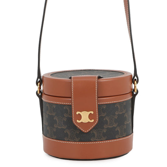 CELINE Triomphe Tambour Tan195642BZJ.04LU PVC Leather Size Small