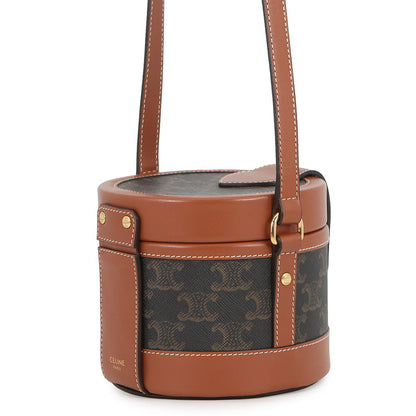 CELINE Triomphe Tambour Tan195642BZJ.04LU PVC Leather Size Small