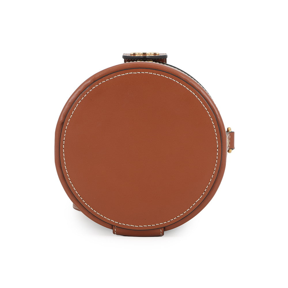 CELINE Triomphe Tambour Tan195642BZJ.04LU PVC Leather Size Small