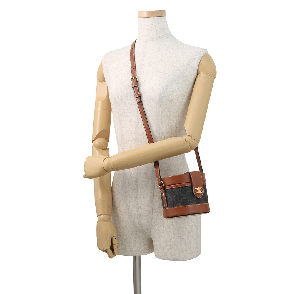 CELINE Triomphe Tambour Tan195642BZJ.04LU PVC Leather Size Small