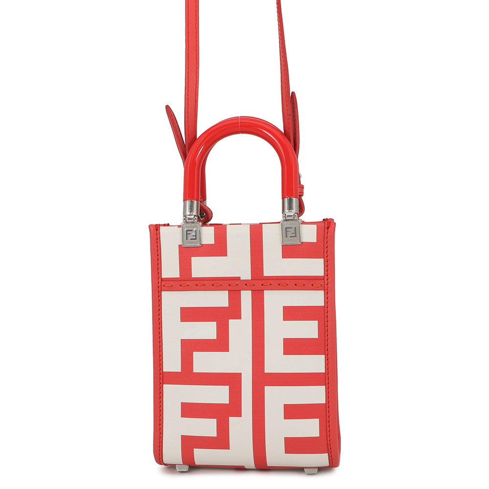 FENDI Marc Jacobs x Sunshine 2-way Tote Bag Red/White8BS051 AMWK Leather Size Mini