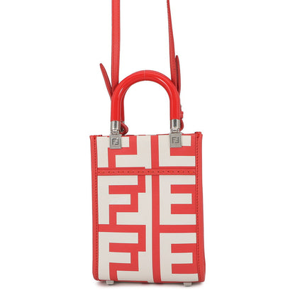 FENDI Marc Jacobs x Sunshine 2-way Tote Bag Red/White8BS051 AMWK Leather Size Mini