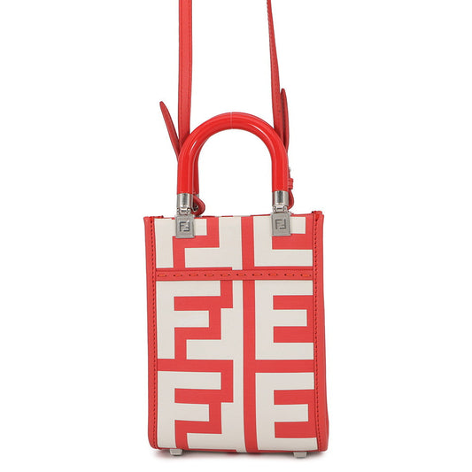 FENDI Marc Jacobs x Sunshine 2-way Tote Bag Red/White8BS051 AMWK Leather Size Mini