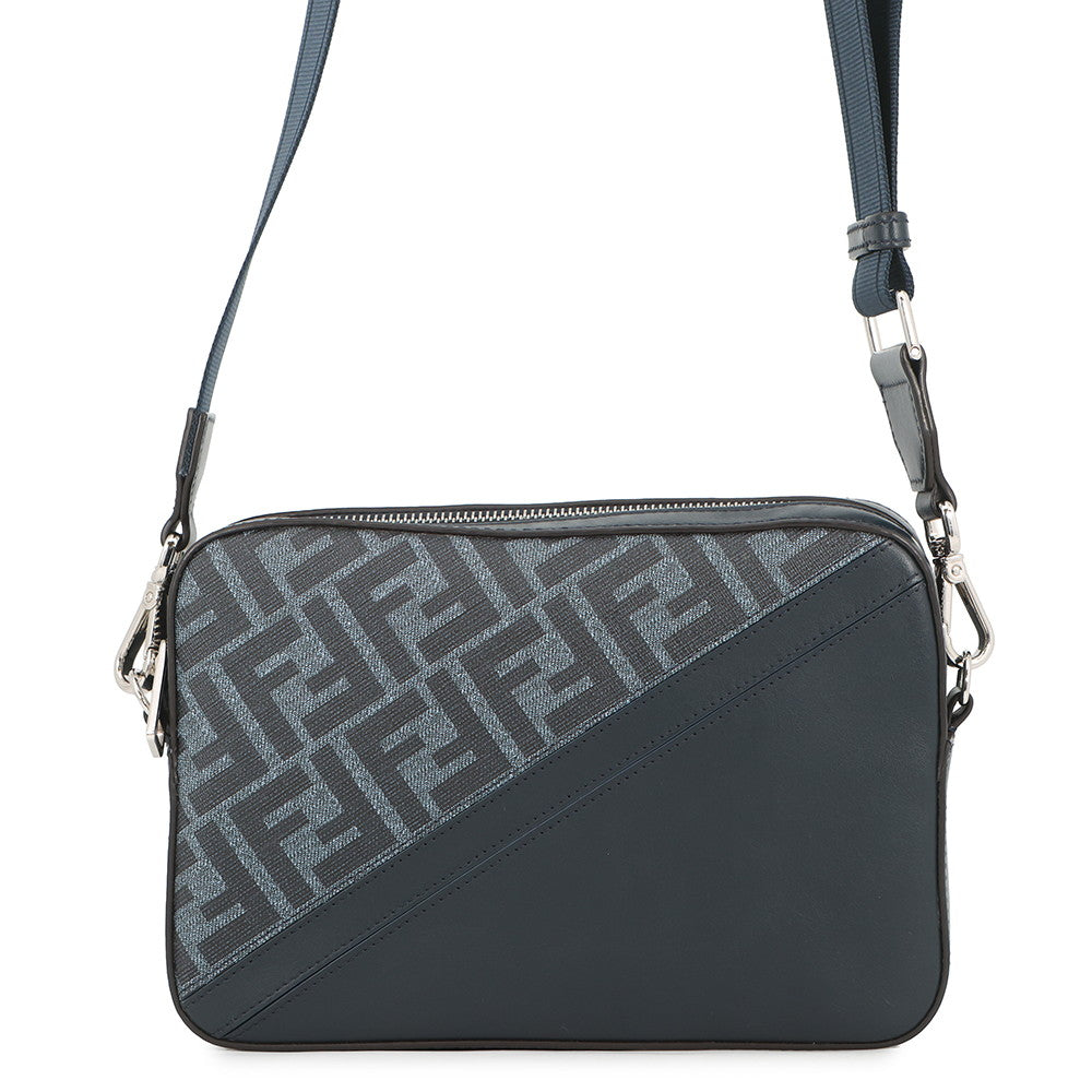 FENDI Diagonal Camera Case Navy7M0286 ASIC PVC Leather