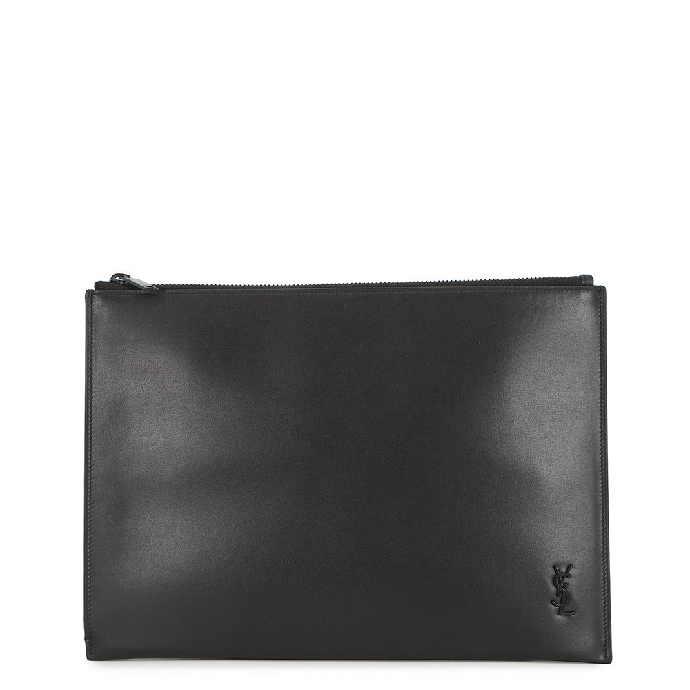 SAINT LAURENT PARIS Tiny Monogram Tablet Case Clutch Bag Black6077791JB0U1000 Calf Leather