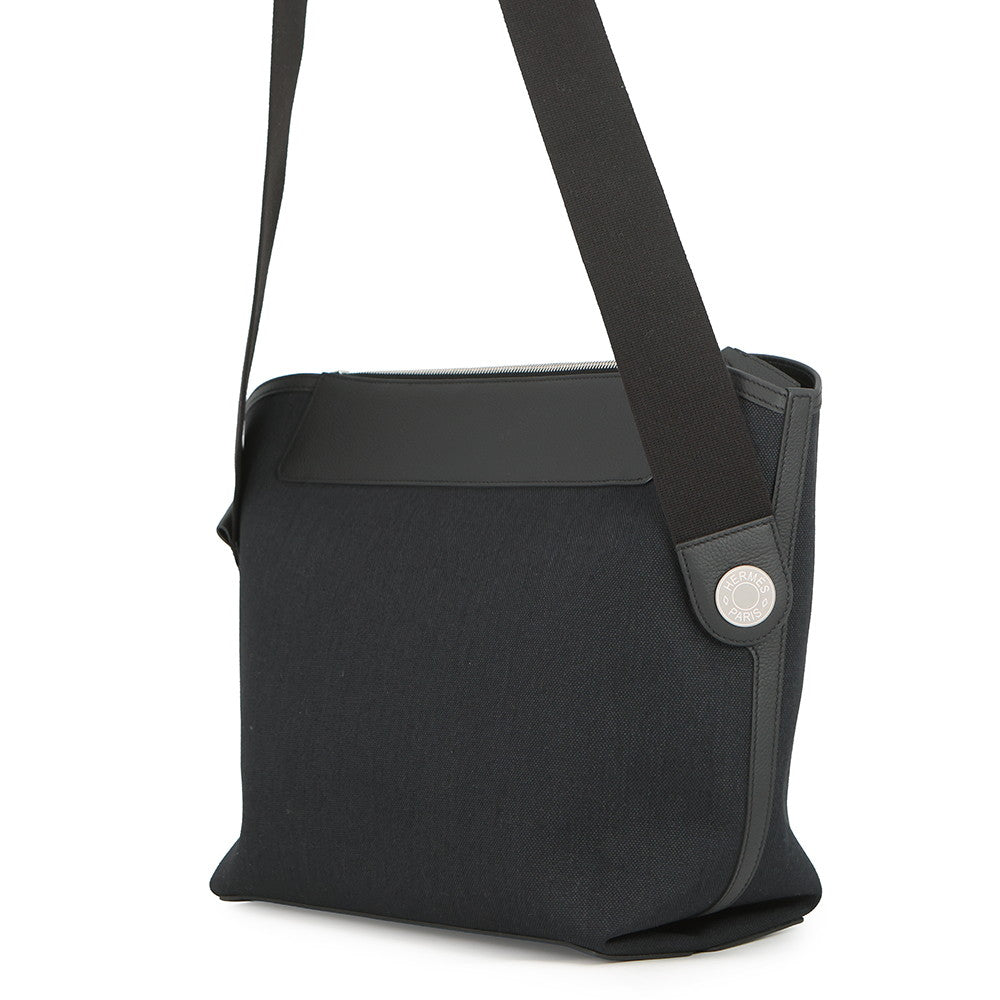 HERMES R.M.S 12H Shoulder Bag Black Toile H Taurillon・Legato