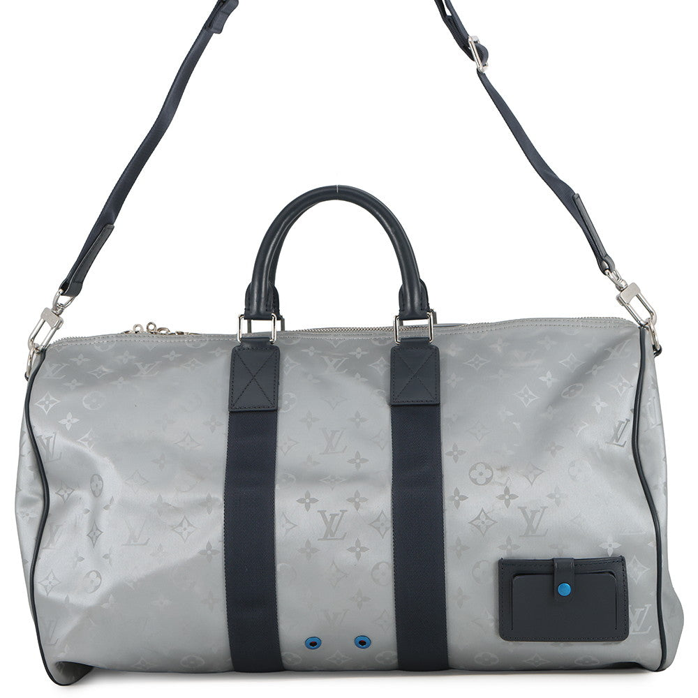 LOUIS VUITTON Keepall Bandouliere Silver/OrangeM44170 Monogram / Satellite Size 50