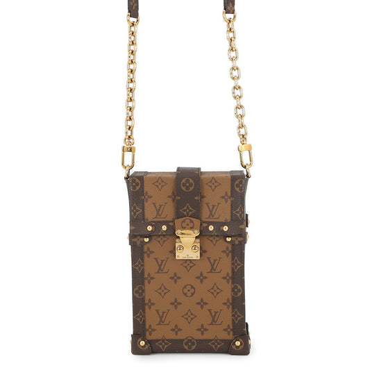 LOUIS VUITTON Pochette Trunk Vertical BrownM67873 Monogram Reverse Canvas