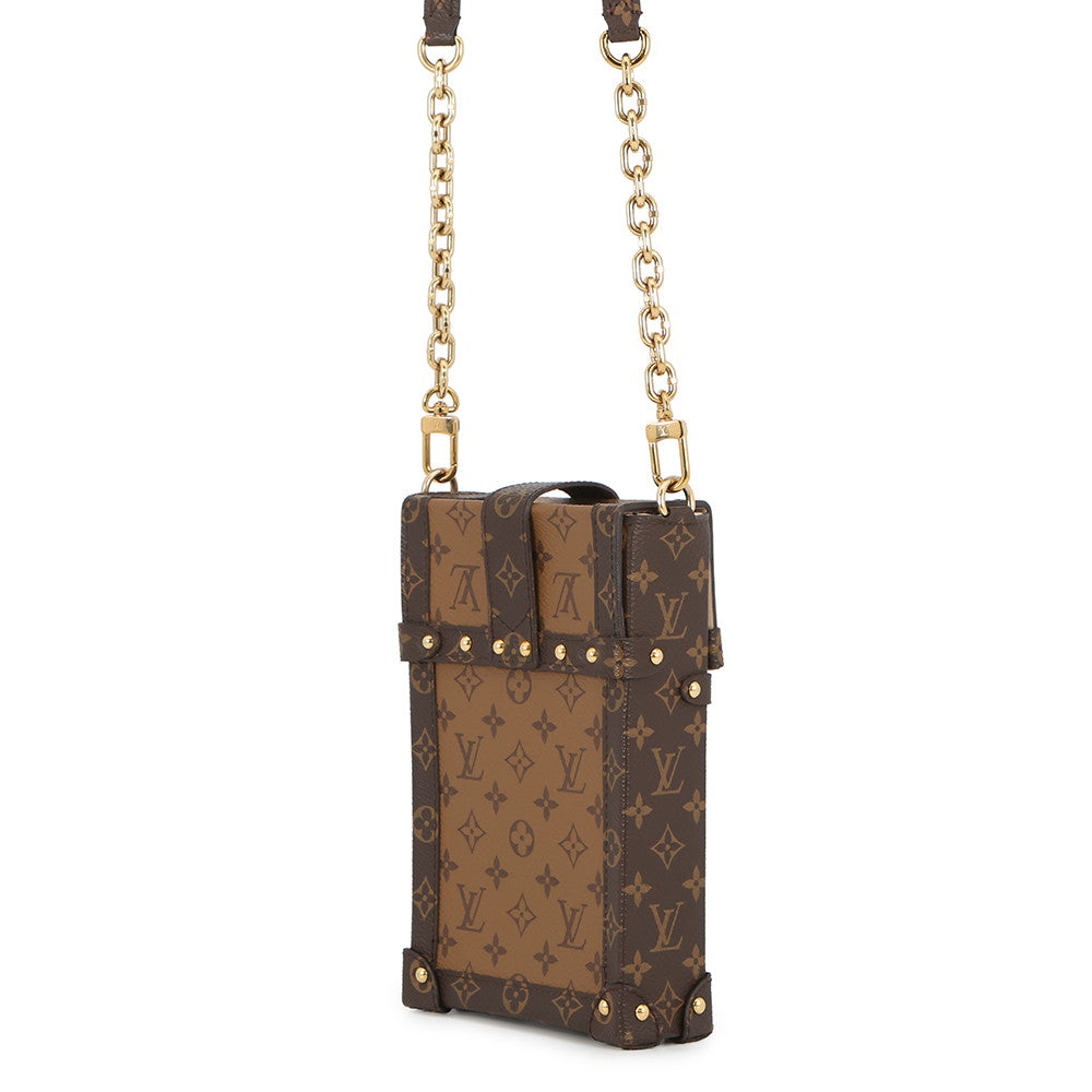 LOUIS VUITTON Pochette Trunk Vertical BrownM67873 Monogram Reverse Canvas