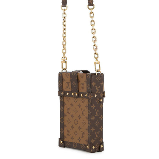 LOUIS VUITTON Pochette Trunk Vertical BrownM67873 Monogram Reverse Canvas