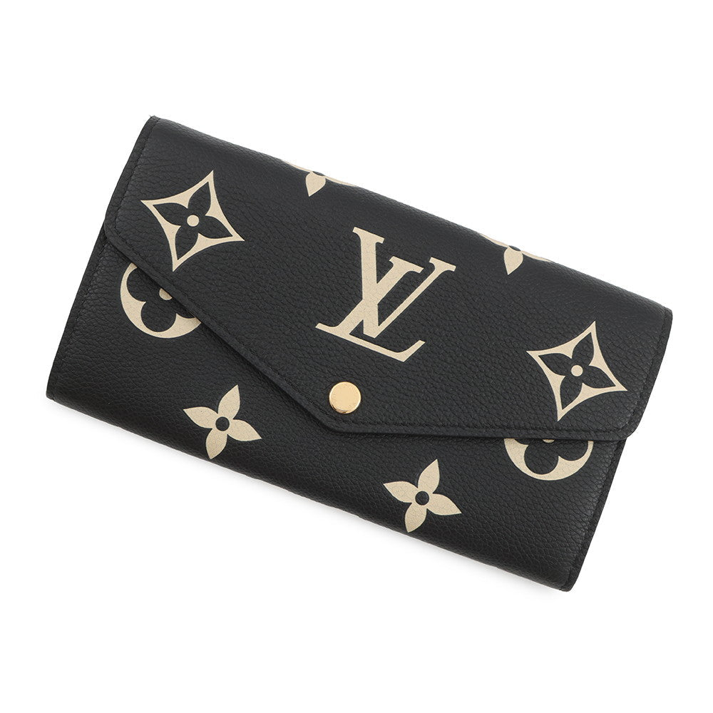 LOUIS VUITTON Portefeuille Sarah Noir/BeigeM80496 Bicolor Monogram Empreinte Leather