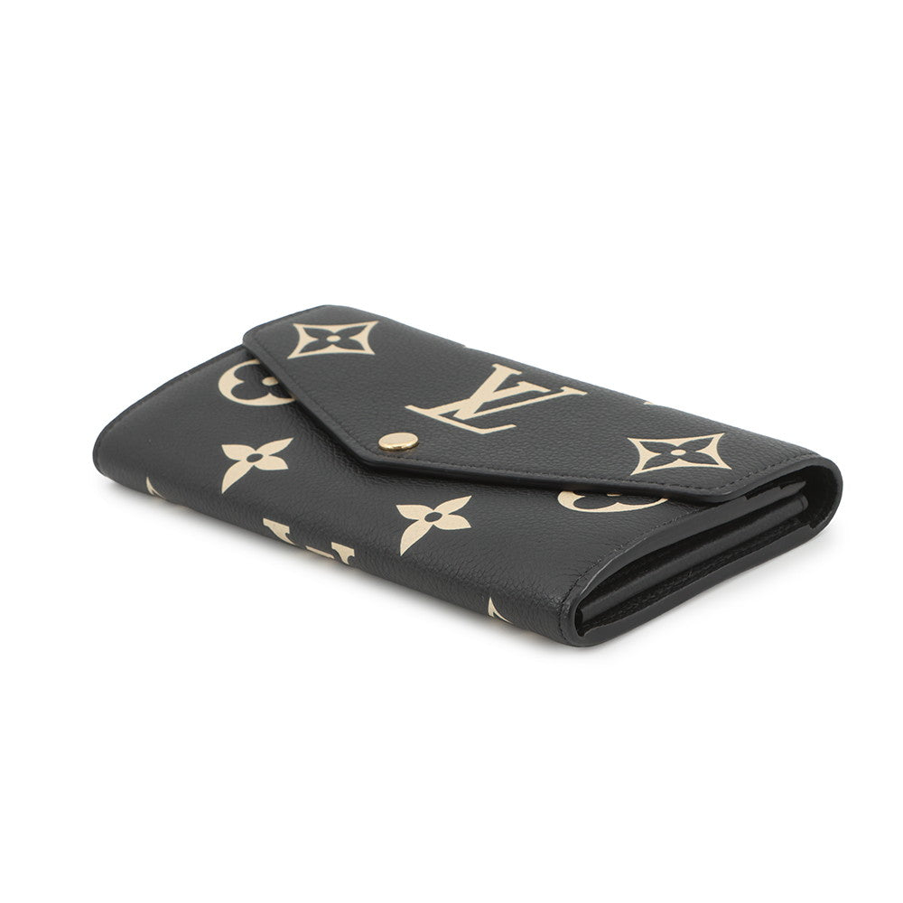 LOUIS VUITTON Portefeuille Sarah Noir/BeigeM80496 Bicolor Monogram Empreinte Leather