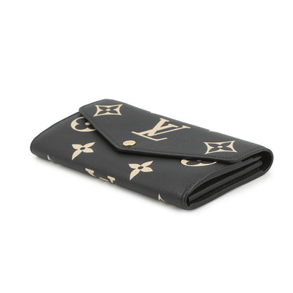 LOUIS VUITTON Portefeuille Sarah Noir/BeigeM80496 Bicolor Monogram Empreinte Leather