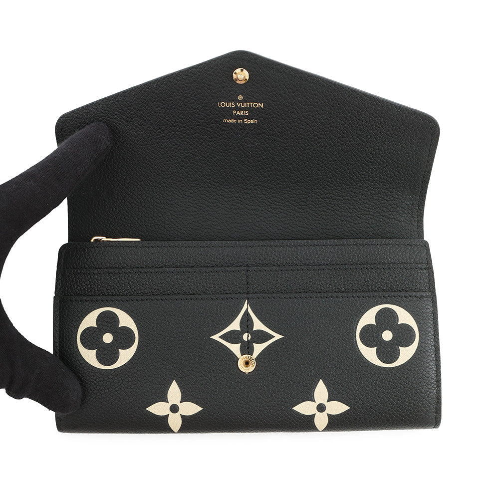LOUIS VUITTON Portefeuille Sarah Noir/BeigeM80496 Bicolor Monogram Empreinte Leather