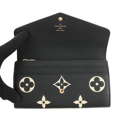 LOUIS VUITTON Portefeuille Sarah Noir/BeigeM80496 Bicolor Monogram Empreinte Leather