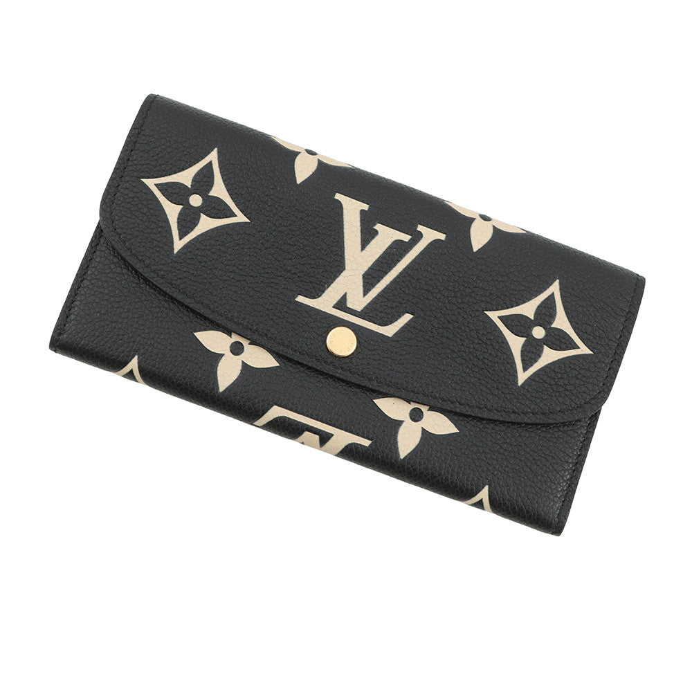 LOUIS VUITTON Portefeuille Emilie Noir/BeigeM83138 Monogram Empreinte Leather