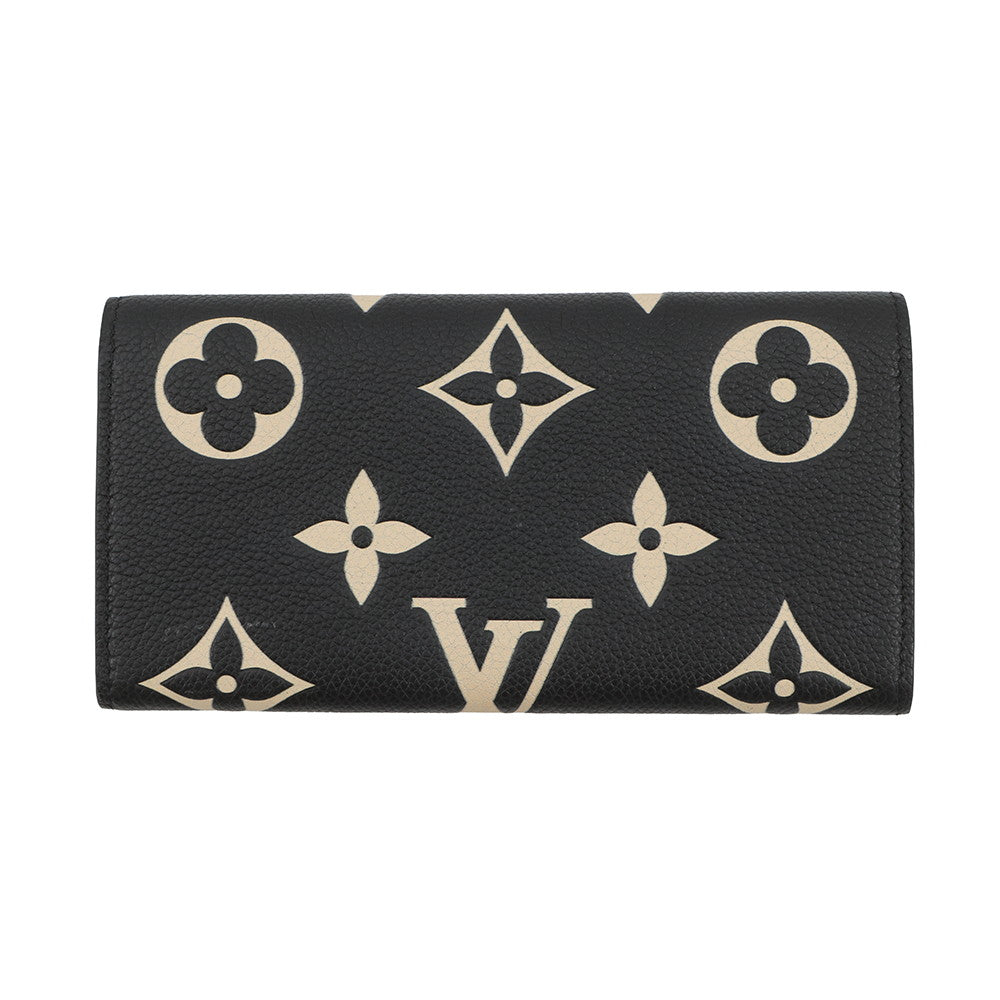 LOUIS VUITTON Portefeuille Emilie Noir/BeigeM83138 Monogram Empreinte Leather
