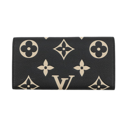 LOUIS VUITTON Portefeuille Emilie Noir/BeigeM83138 Monogram Empreinte Leather