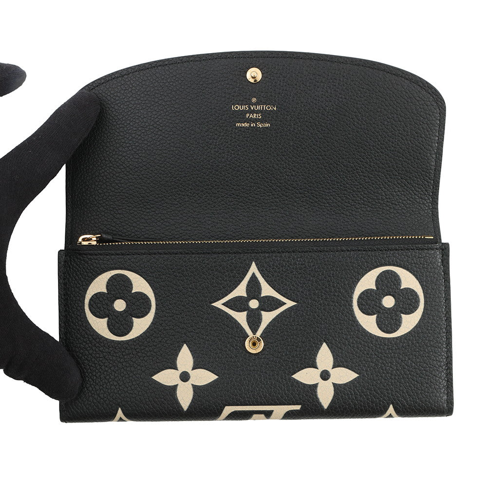LOUIS VUITTON Portefeuille Emilie Noir/BeigeM83138 Monogram Empreinte Leather
