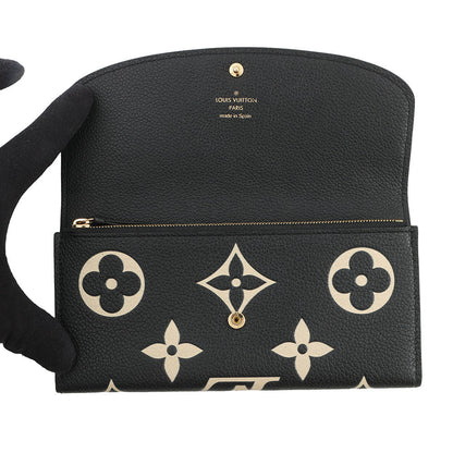 LOUIS VUITTON Portefeuille Emilie Noir/BeigeM83138 Monogram Empreinte Leather