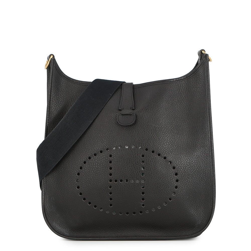 HERMES Evelyne1 Black Taurillon Clemence Size GM