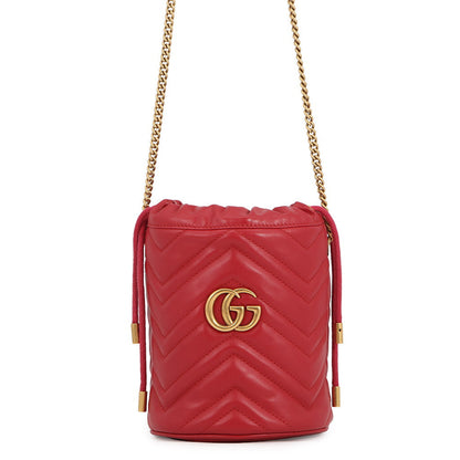 GUCCI GG Marmont Small Bucket Bag Red575163 Leather