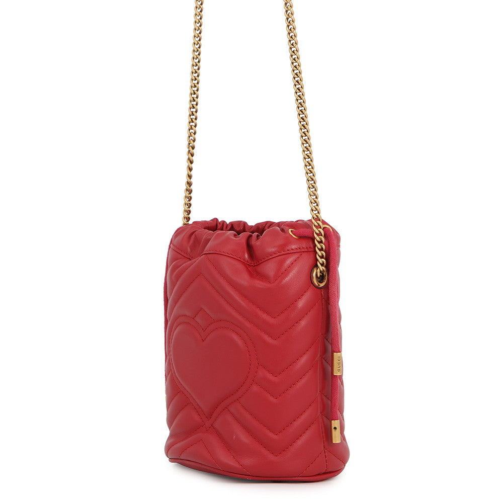 GUCCI GG Marmont Small Bucket Bag Red575163 Leather