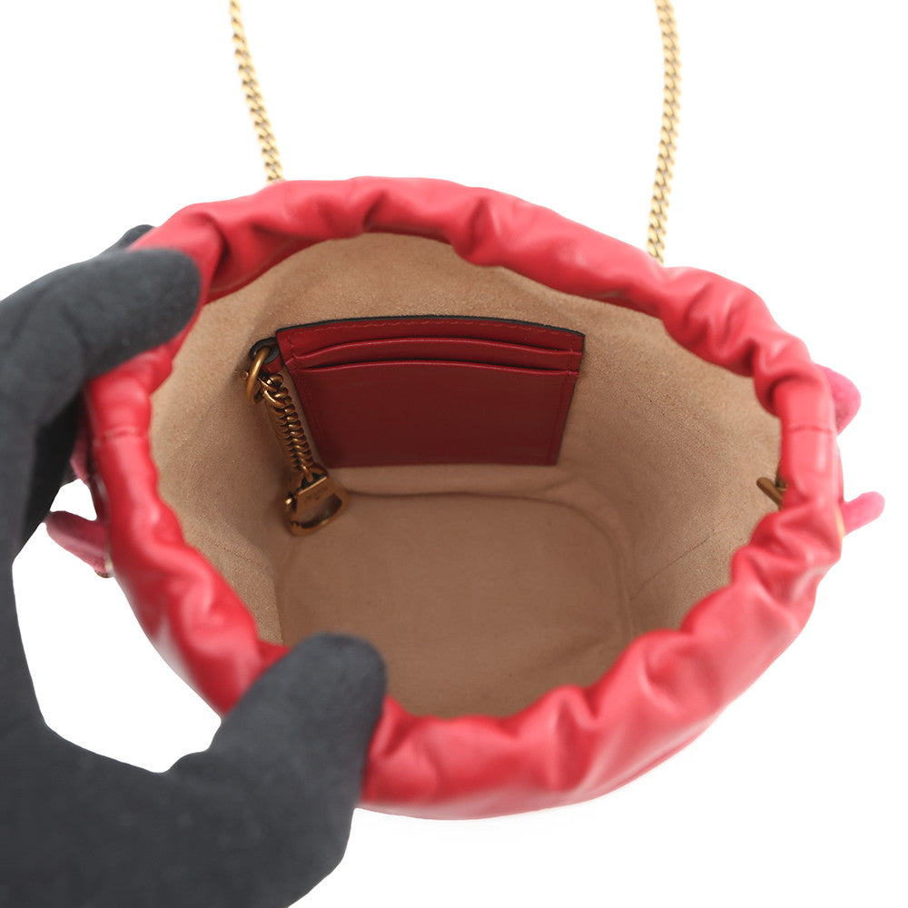 GUCCI GG Marmont Small Bucket Bag Red575163 Leather