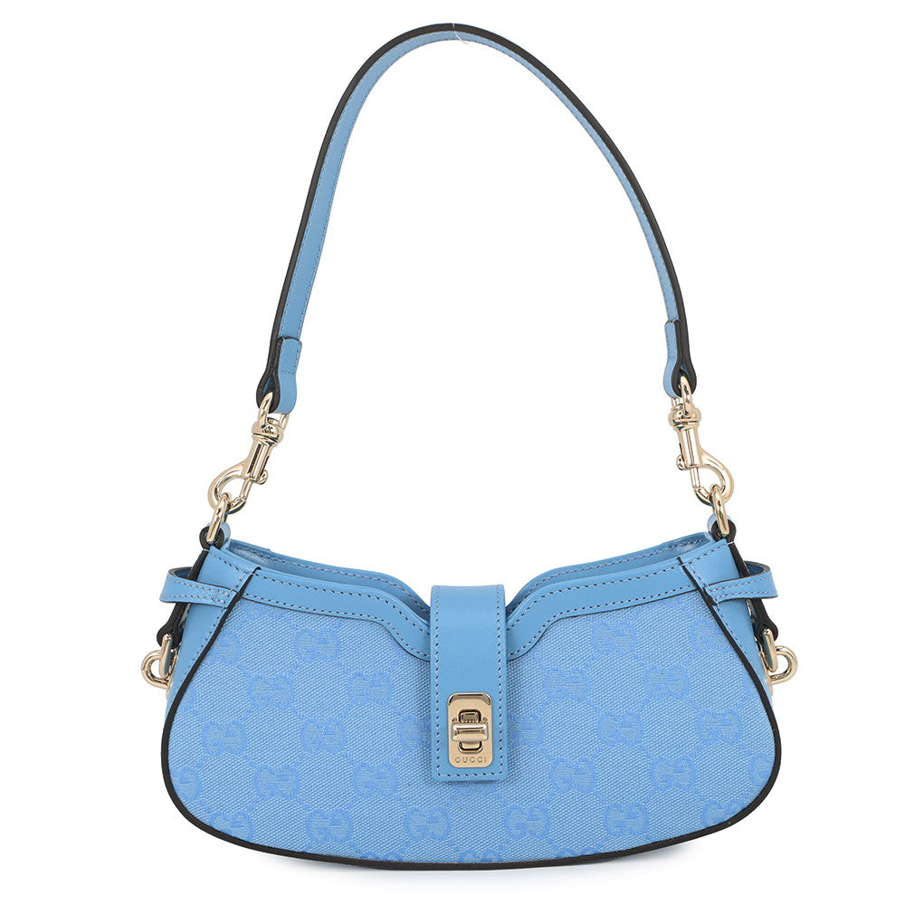 GUCCI GG Canvas Moonside One-Shoulder Bag Light Blue786035 Canvas Leather Size Mini
