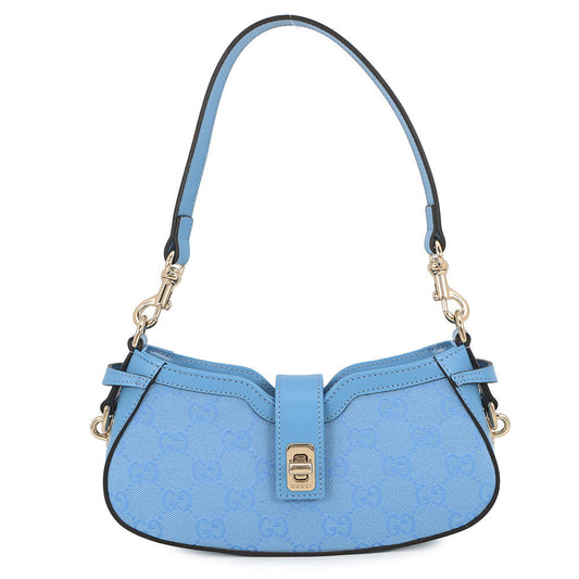 GUCCI GG Canvas Moonside One-Shoulder Bag Light Blue786035 Canvas Leather Size Mini